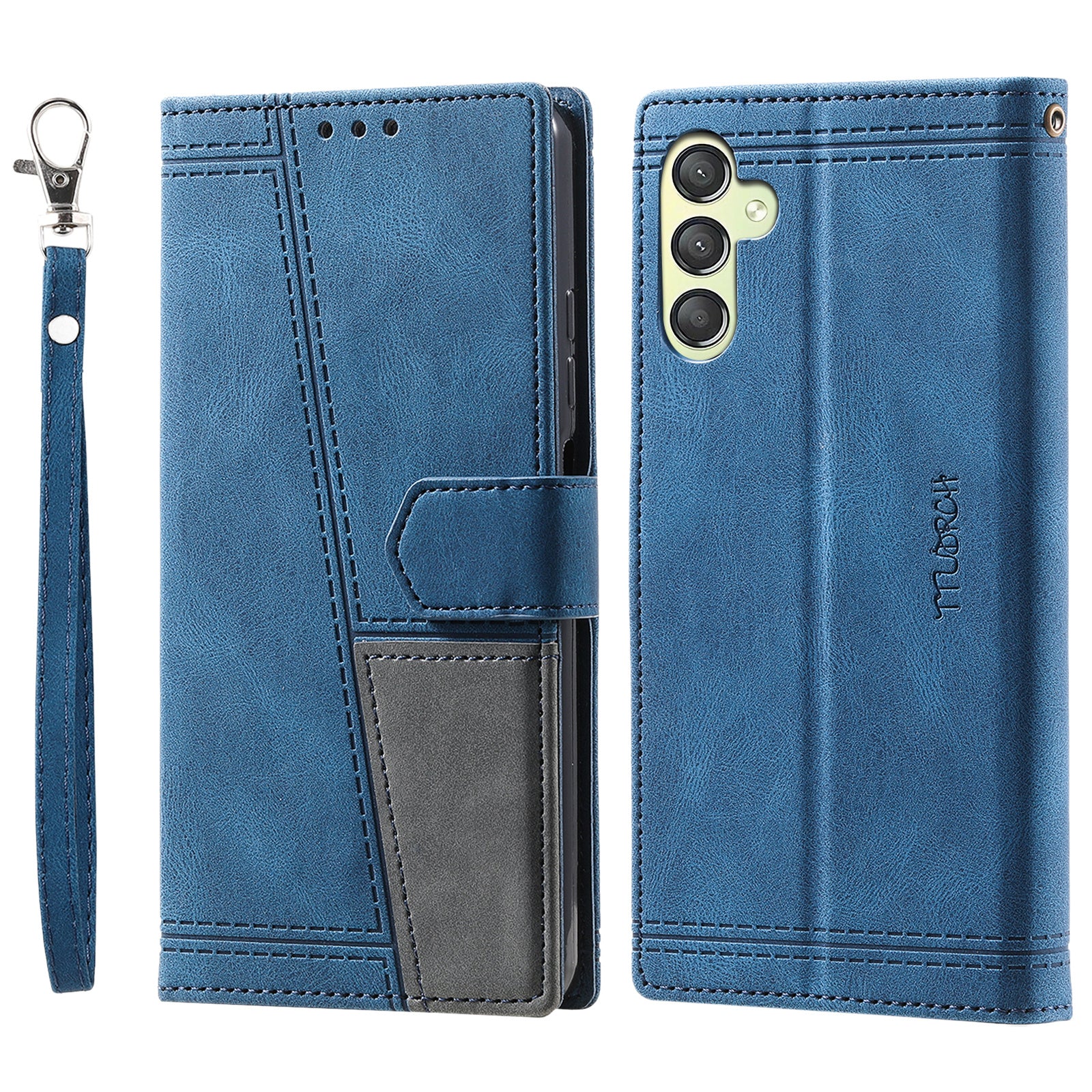 TTUDRCH For Samsung Galaxy A25 5G Style 004 Splicing Skin-touch Leather Case RFID Blocking Wallet Stand Cover with Wrist Strap TTUDRCH For Samsung Galaxy A25 5G Style 004 Splicing Skin-touch Leather Case RFID Blocking Wallet Stand Cover with Wrist Strap